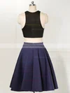 A-line Scoop Neck Satin Knee-length Ruffles New Style Two Piece Homecoming Dresses #Milly020102538