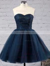 Ball Gown Sweetheart Tulle Short/Mini Sequins Simple Black Homecoming Dresses #Milly020102554