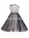 A-line Sweetheart Tulle Short/Mini Beading Homecoming Dresses #Milly020102560