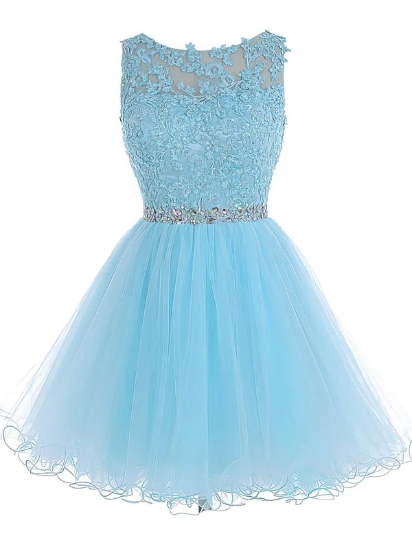 Sweet Princess Scoop Neck Tulle Short/Mini Beading Short Prom Dresses #Milly020102563