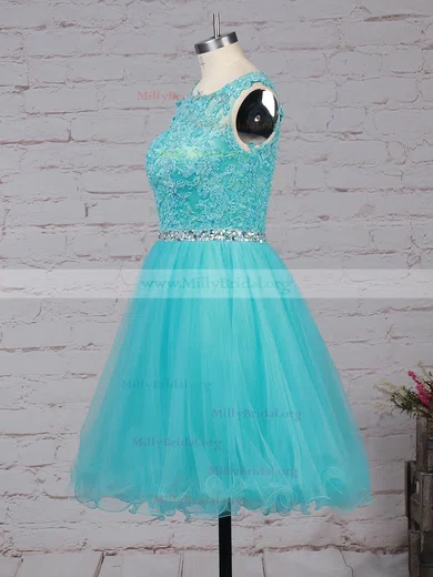 White Princess Tulle Beading Scoop Short/Mini Homecoming Dress