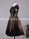 Ball Gown Square Neckline Tulle Knee-length Appliques Lace Prom Dresses #Milly020102564