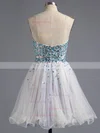 A-line Sweetheart Tulle Crystal Detailing Short/Mini Sparkly Homecoming Dresses #Milly020100672