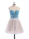 A-line Sweetheart Tulle Crystal Detailing Short/Mini Sparkly Homecoming Dresses #Milly020100672