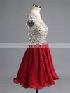 Burgundy A-line V-neck Chiffon Tulle Short/Mini Beading Open Back Homecoming Dresses #Milly020100703
