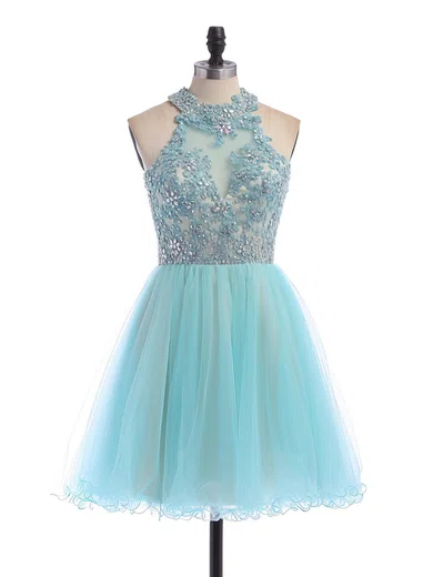 Marvelous Lace Scoop Neckline A-Line Homecoming Dresses With Lace Appliques Marvelous Lace Scoop Neckline A-Line Homecoming Dresses With Lace Appliques
