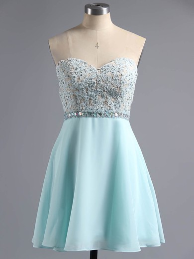School A-line Sweetheart Chiffon Appliques Lace Short/Mini Homecoming Dresses #Milly020100883