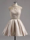 A-line Scoop Neck Tulle Elastic Woven Satin Short/Mini Beading Exclusive Homecoming Dresses #Milly020100999