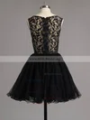 Black A-line Scoop Neck Lace Tulle Beading Custom Short/Mini Homecoming Dresses #Milly020101138