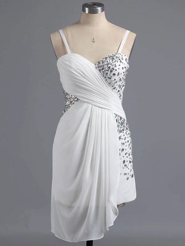 Fashion Sheath/Column Sweetheart Chiffon Crystal Detailing Short/Mini Short Prom Dresses #Milly020101438