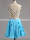 One Shoulder A-line Chiffon Short/Mini Beading Backless Discounted Homecoming Dresses #Milly020101759