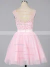 Girls A-line Scoop Neck Tulle Short/Mini Appliques Lace Homecoming Dresses #Milly020101913