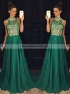 A-line High Neck Chiffon Sweep Train Beading Prom Dresses #Milly020102445