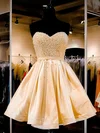 A-line Sweetheart Satin Short/Mini Pearl Detailing Popular Short Prom Dresses #Milly020102464