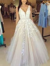 Ball Gown/Princess Floor-length V-neck Tulle Beading Prom Dresses #Milly020102479