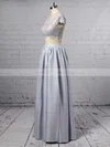 Sheath/Column Scoop Neck Silk-like Satin Lace Ankle-length Split Front Prom Dresses #Milly020102509