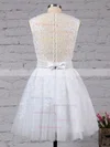 A-line Scoop Neck Tulle Short/Mini Appliques Lace White Classy Prom Dresses #Milly020102569