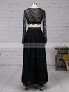 A-line Scoop Neck Lace Chiffon Ankle-length Split Front Prom Dresses #Milly020102597