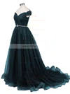 Ball Gown Off-the-shoulder Tulle Sweep Train Beading Prom Dresses #Milly020102612