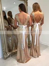 Backless Trumpet/Mermaid Scoop Neck Sequined Floor-length Sashes / Ribbons Bridesmaid Dresses #Milly01012911