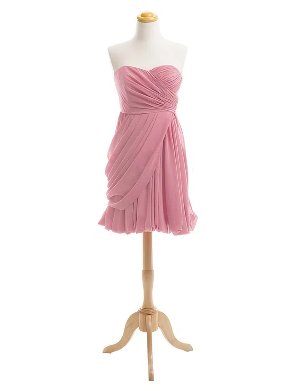 Sheath/Column Sweetheart Ruffles Chiffon Short/Mini Affordable Bridesmaid Dresses #Milly01012919