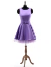 Short/Mini A-line Scoop Neck Satin Tulle with Bow Juniors Bridesmaid Dresses #Milly01012924
