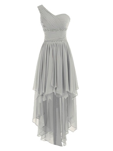 Fabulous A-line One Shoulder Chiffon with Beading Asymmetrical Bridesmaid Dresses #Milly01012944