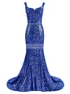 Trumpet/Mermaid Square Neckline Court Train Sequined Sashes / Ribbons Prom Dresses #Milly020102680