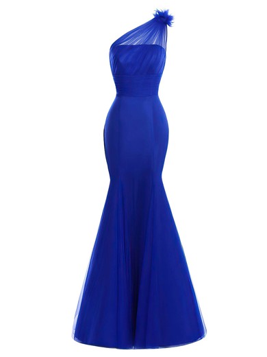 Noble Trumpet/Mermaid Tulle Floor-length Ruffles One Shoulder Prom Dresses #Milly020102685