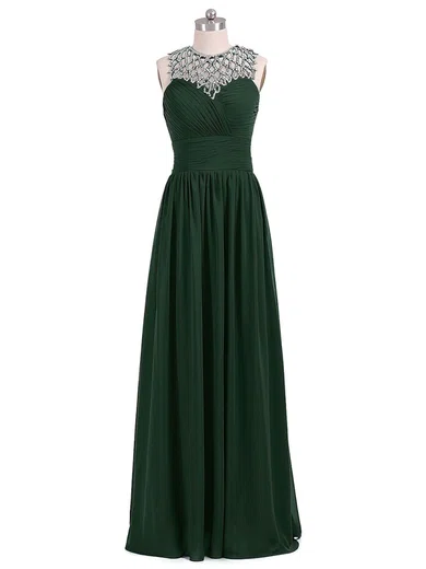 A-line Illusion Chiffon Cut Out Prom Dresses With Beading #Milly020102696