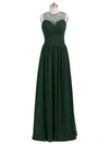A-line Scoop Neck Floor-length Chiffon Beading Prom Dresses #Milly020102696