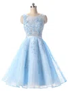Girls A-line Scoop Neck Lace Appliques Lace Short/Mini Short Prom Dresses #Milly020102715