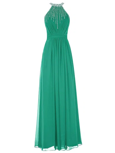 A-line Scoop Neck Chiffon Cut Out Prom Dresses With Beading #Milly020102731