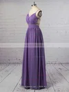 A-line V-neck Chiffon Floor-length Ruffles Prom Dresses #Milly020102734