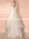 Princess V-neck Organza Floor-length Tiered Prom Dresses #Milly020102740