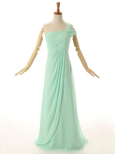 Empire One Shoulder Chiffon Floor-length Ruffles Modest Bridesmaid Dresses #Milly01012954