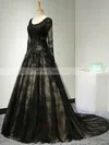Ball Gown Scoop Neck Court Train Lace Appliques Lace Prom Dresses #Milly020102642