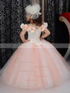 Vintage Ball Gown Scoop Neck Tulle Floor-length Flower(s) Flower Girl Dresses #Milly01031926