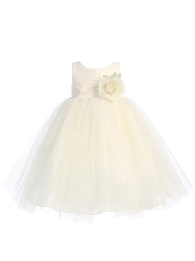 Ball Gown Scoop Neck Tulle Floor-length Sashes / Ribbons Promotion Flower Girl Dresses #Milly01031934