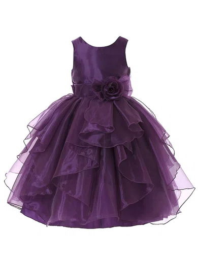 Ball Gown Scoop Neck Organza Floor-length Sashes / Ribbons Promotion Flower Girl Dresses #Milly01031937