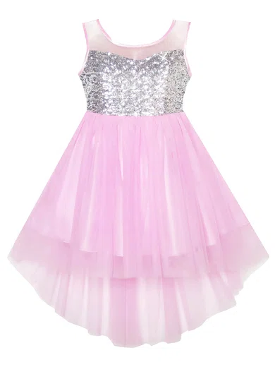 A-line Scoop Neck Tulle Asymmetrical Bow Different Flower Girl Dresses #Milly01031941