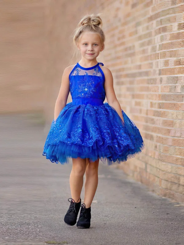 Sweet Ball Gown Scoop Neck Tulle Short/Mini Appliques Lace Flower Girl Dresses #Milly01031950