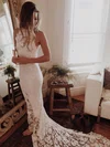 Hot Trumpet/Mermaid Scoop Neck Lace Court Train Appliques Lace Open Back Wedding Dresses #Milly00022529