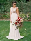 Amazing A-line V-neck Chiffon Sweep Train with Sequins Backless Wedding Dresses #Milly00022544