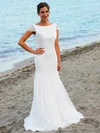 Trumpet/Mermaid Scoop Neck Chiffon Floor-length Wedding Dresses With Lace #Milly00022545