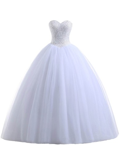 Ball Gown Sweetheart Tulle Floor-length Beading Lace-up Classic Wedding Dresses #Milly00022551