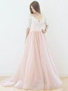 Ball Gown V-neck Lace Tulle Sweep Train Wedding Dresses #Milly00022565