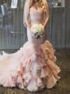 Trumpet/Mermaid Sweetheart Organza Court Train Wedding Dresses With Cascading Ruffles #Milly00022566