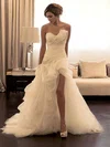Trumpet/Mermaid Sweetheart Organza Sweep Train Wedding Dresses With Flower(s) #Milly00022589