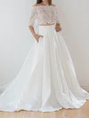 Ball Gown/Princess Off-the-shoulder Lace Taffeta Court Train Wedding Dresses With Pockets #Milly00022626